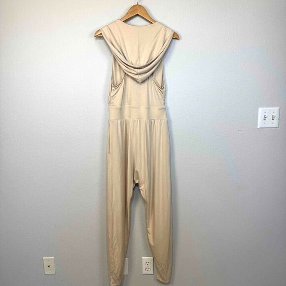 Free People Movement‎ Second Chance Hooded Jumpsuit Relaxed Fit Beige Size Small - Picture 6 of 16